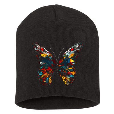 Butterfly Colourful Polygon Art Animal Butterfly Short Acrylic Beanie