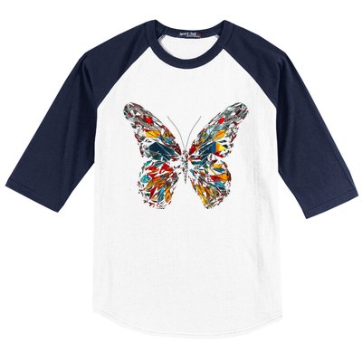 Butterfly Colourful Polygon Art Animal Butterfly Baseball Sleeve Shirt