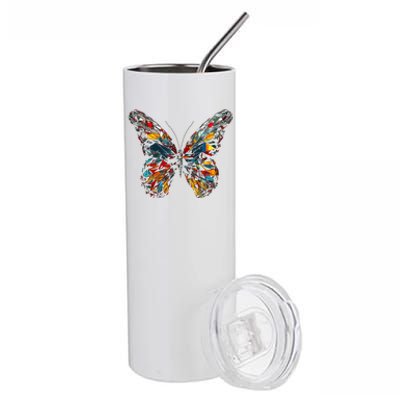 Butterfly Colourful Polygon Art Animal Butterfly Stainless Steel Tumbler