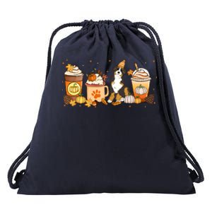 Bernedoodle Coffee Pumpkin Spice Dog Lover Fall Thanksgiving Gift Drawstring Bag