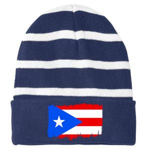 Boricua | Cute Pr Puerto Rican Pride Nuyorican Flag Ladies Rico Striped Beanie with Solid Band