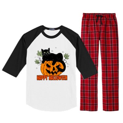 Black Cat Pumpkin Halloween Day Sublimation Retro Halloween Raglan Sleeve Pajama Set