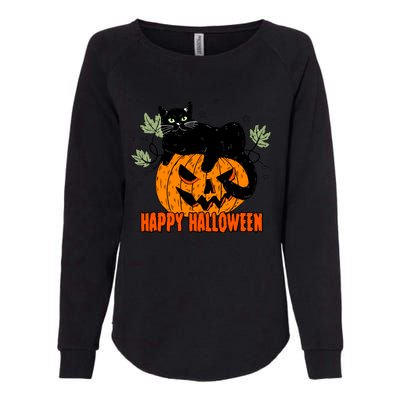 Black Cat Pumpkin Halloween Day Sublimation Retro Halloween Womens California Wash Sweatshirt