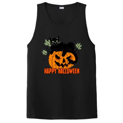 Black Cat Pumpkin Halloween Day Sublimation Retro Halloween PosiCharge Competitor Tank