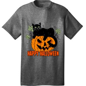 Black Cat Pumpkin Halloween Day Sublimation Retro Halloween T-Shirt