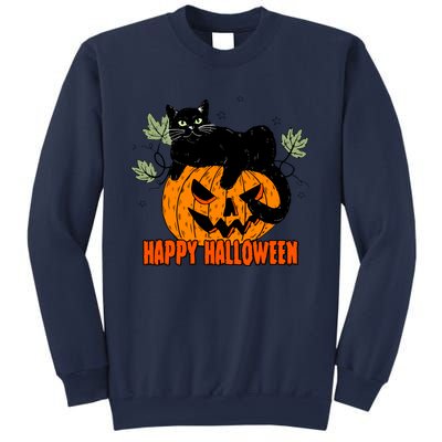 Black Cat Pumpkin Halloween Day Sublimation Retro Halloween Sweatshirt