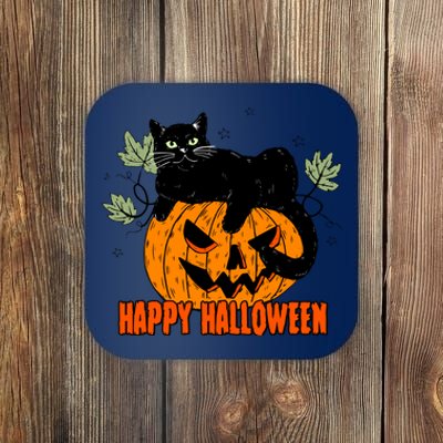 Black Cat Pumpkin Halloween Day Sublimation Retro Halloween Coaster