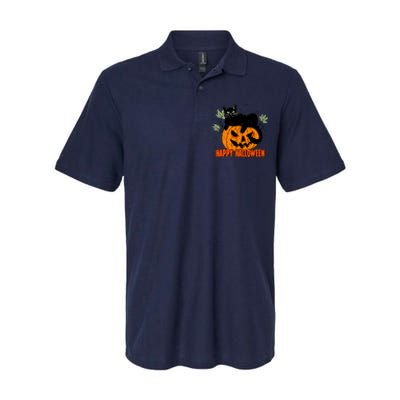 Black Cat Pumpkin Halloween Day Sublimation Retro Halloween Softstyle Adult Sport Polo