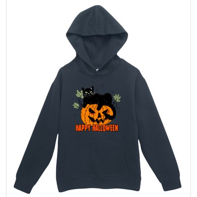 Black Cat Pumpkin Halloween Day Sublimation Retro Halloween Urban Pullover Hoodie