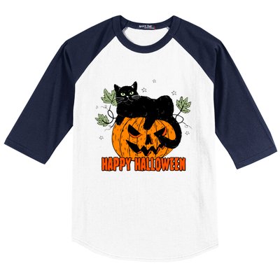 Black Cat Pumpkin Halloween Day Sublimation Retro Halloween Baseball Sleeve Shirt