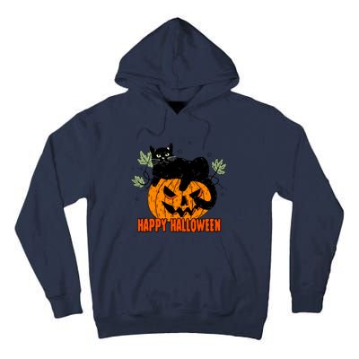 Black Cat Pumpkin Halloween Day Sublimation Retro Halloween Tall Hoodie