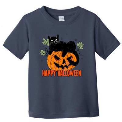 Black Cat Pumpkin Halloween Day Sublimation Retro Halloween Toddler T-Shirt