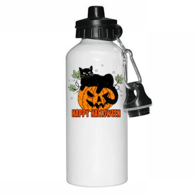 Black Cat Pumpkin Halloween Day Sublimation Retro Halloween Aluminum Water Bottle