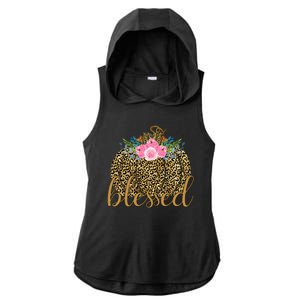 Blessed Cheetah Pumpkin October Ladies PosiCharge Tri-Blend Wicking Draft Hoodie Tank