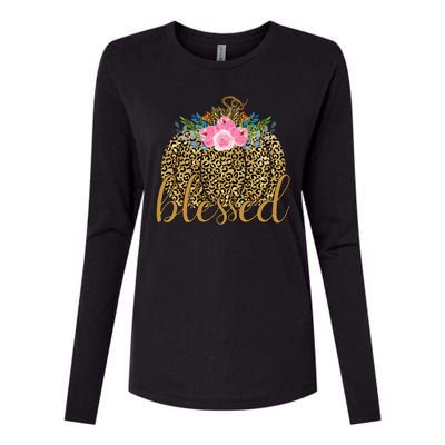 Blessed Cheetah Pumpkin October Womens Cotton Relaxed Long Sleeve T-Shirt