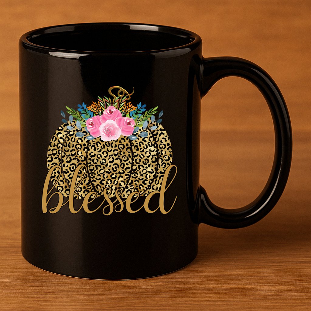Blessed Cheetah Pumpkin October 11oz C Handle Ceramic Mug