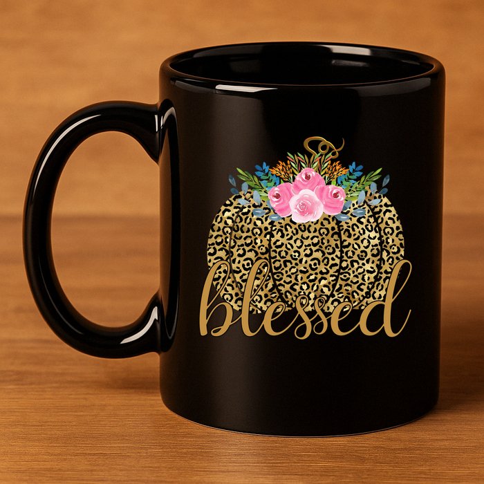 Blessed Cheetah Pumpkin October 11oz C Handle Ceramic Mug