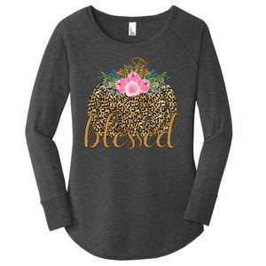 Blessed Cheetah Pumpkin October Women's Perfect Tri Tunic Long Sleeve Shirt