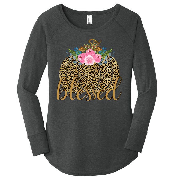 Blessed Cheetah Pumpkin October Women's Perfect Tri Tunic Long Sleeve Shirt