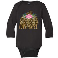 Blessed Cheetah Pumpkin October Baby Long Sleeve Bodysuit