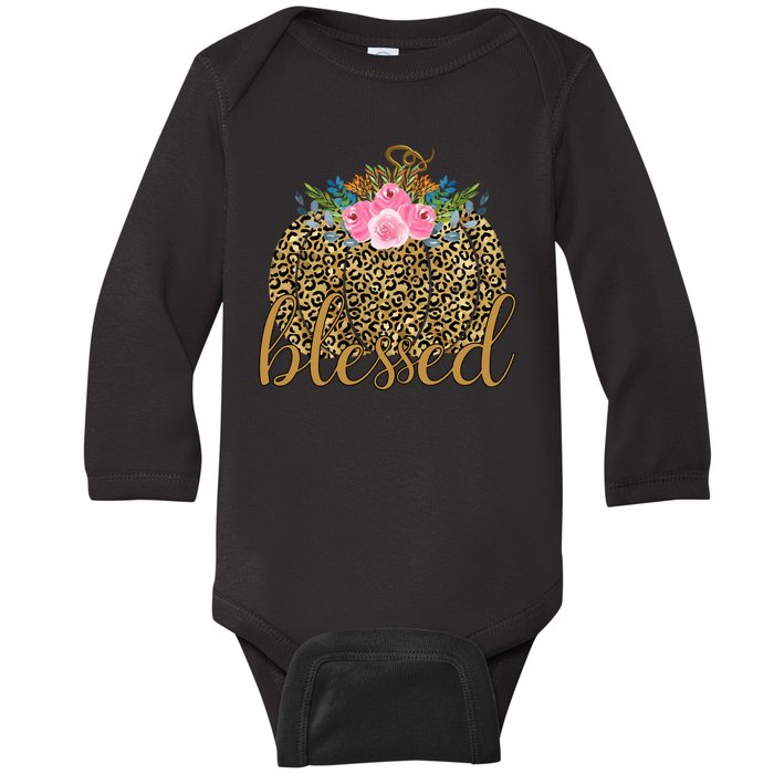 Blessed Cheetah Pumpkin October Baby Long Sleeve Bodysuit