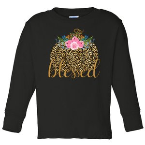 Blessed Cheetah Pumpkin October Toddler Long Sleeve Shirt