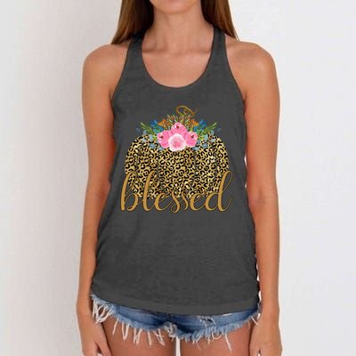 Blessed Cheetah Pumpkin October Women's Knotted Racerback Tank