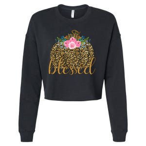 Blessed Cheetah Pumpkin October Cropped Pullover Crew