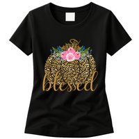 Blessed Cheetah Pumpkin October Womens T-Shirt