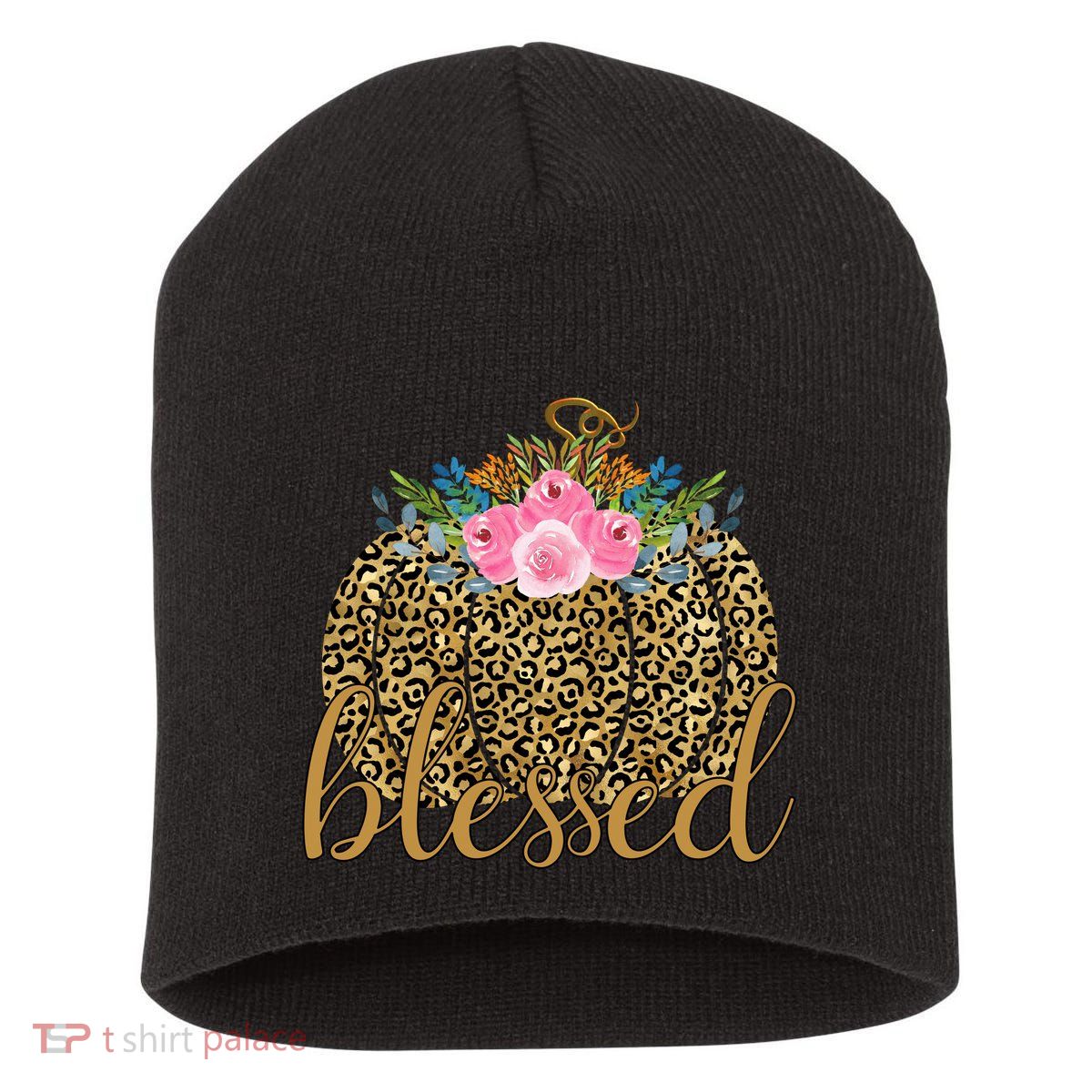 Blessed Cheetah Pumpkin October Short Acrylic Beanie