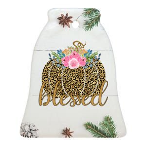 Blessed Cheetah Pumpkin October Ceramic Bell Ornament