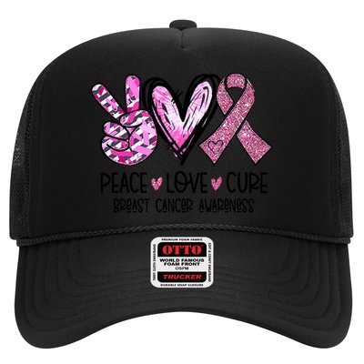Breast Cancer Peace Love Cure Pink Ribbon Awareness Trucker Hat