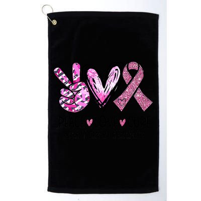 Breast Cancer Peace Love Cure Pink Ribbon Awareness Golf Towel