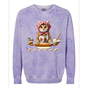 Babushka Cat Pierogi Making Polish Cat Colorblast Crewneck Sweatshirt