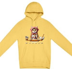 Babushka Cat Pierogi Making Polish Cat Premium Pullover Hoodie