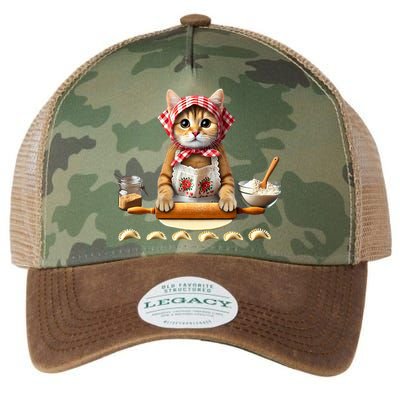 Babushka Cat Pierogi Making Polish Cat Legacy Tie Dye Trucker Hat