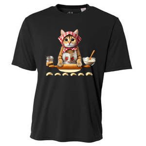 Babushka Cat Pierogi Making Polish Cat Cooling Performance Crew T-Shirt