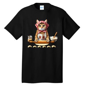 Babushka Cat Pierogi Making Polish Cat Tall T-Shirt