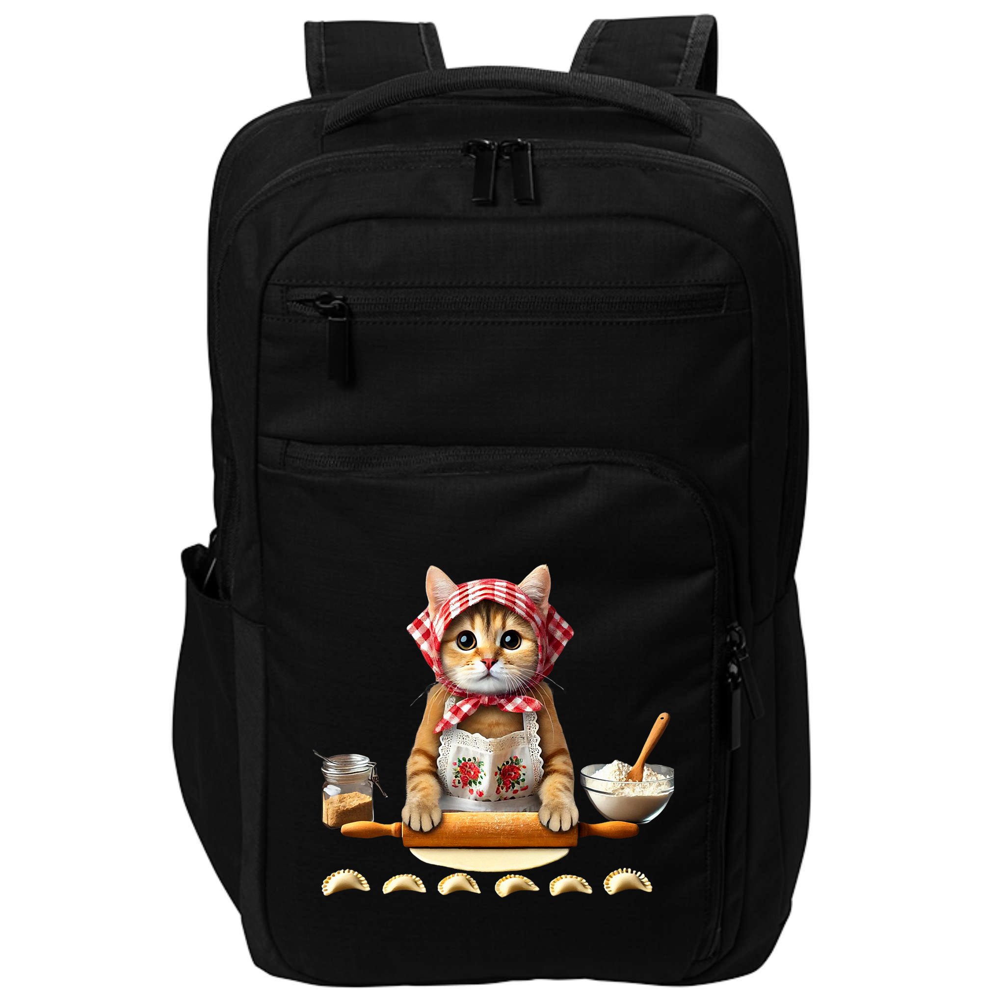 Babushka Cat Pierogi Making Polish Cat Impact Tech Backpack
