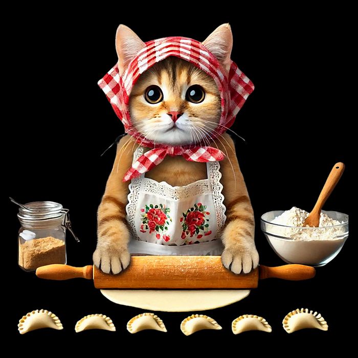 Babushka Cat Pierogi Making Polish Cat Sustainable Bucket Hat