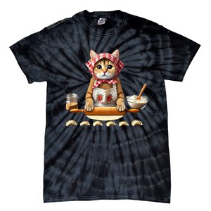 Babushka Cat Pierogi Making Polish Cat Tie-Dye T-Shirt