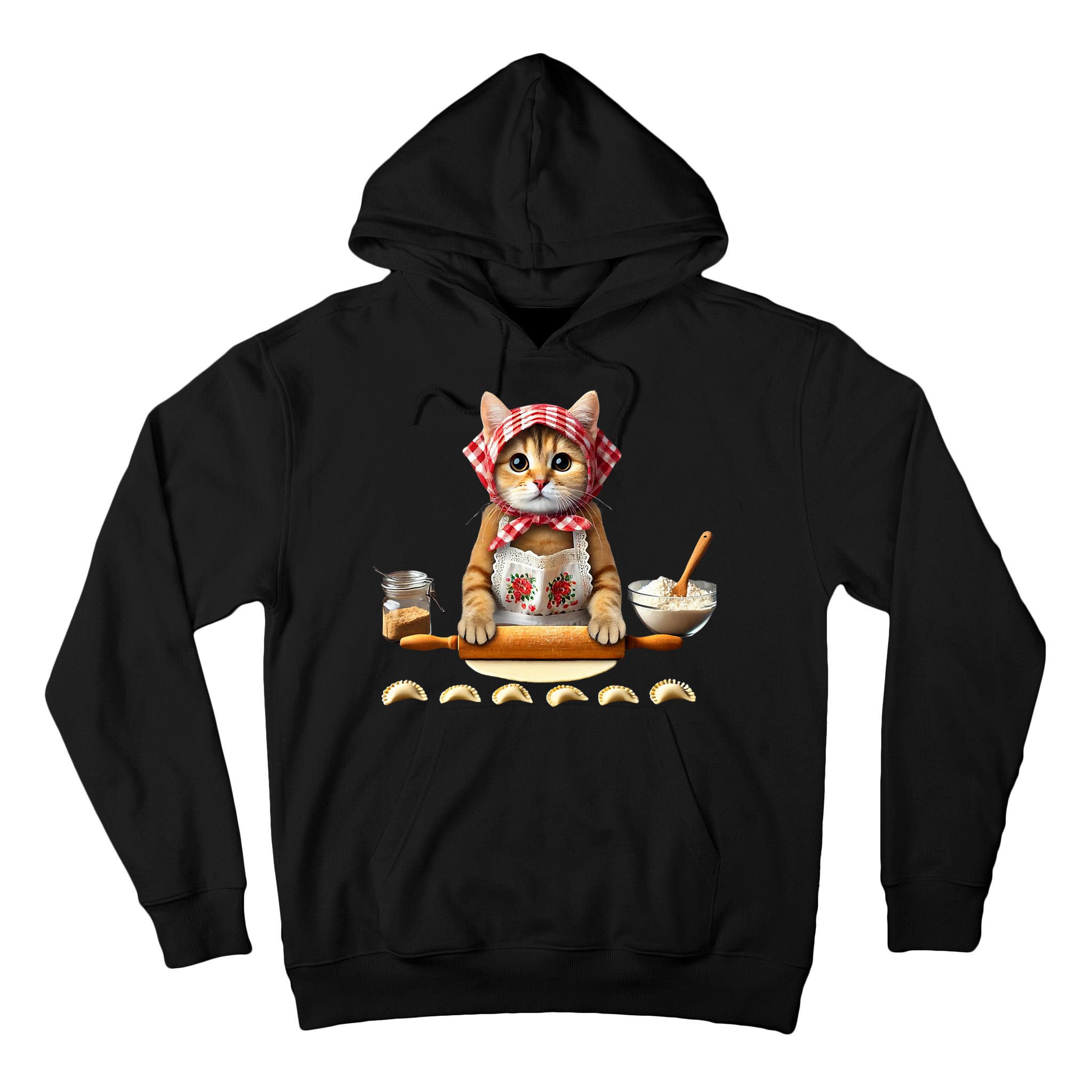Babushka Cat Pierogi Making Polish Cat Tall Hoodie