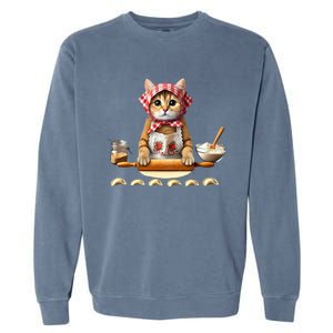 Babushka Cat Pierogi Making Polish Cat Garment-Dyed Sweatshirt