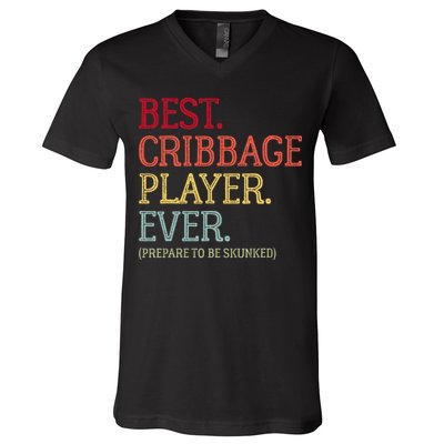 Best Cribbage Player Ever Prepare To Be Skunked Vintage V-Neck T-Shirt