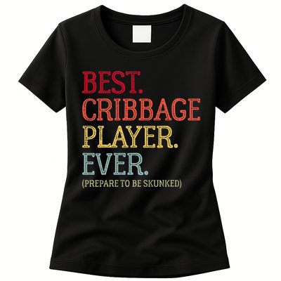 Best Cribbage Player Ever Prepare To Be Skunked Vintage Womens T-Shirt