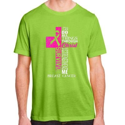 Breast Cancer Pink Ribbon Survivor For Christian Cross Adult ChromaSoft Performance T-Shirt