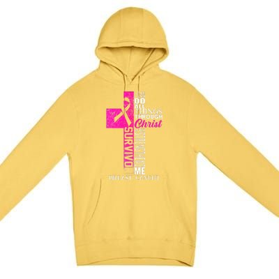 Breast Cancer Pink Ribbon Survivor For Christian Cross Premium Pullover Hoodie