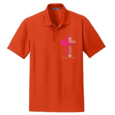 Breast Cancer Pink Ribbon Survivor For Christian Cross Dry Zone Grid Polo