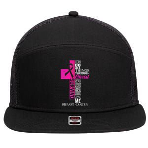 Breast Cancer Pink Ribbon Survivor For Christian Cross 7 Panel Mesh Trucker Snapback Hat