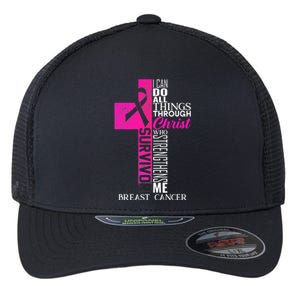 Breast Cancer Pink Ribbon Survivor For Christian Cross Flexfit Unipanel Trucker Cap